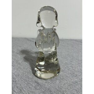 Handmade Clear Glass Angel Figurine Paperweight Praying Wings Art Sculpture